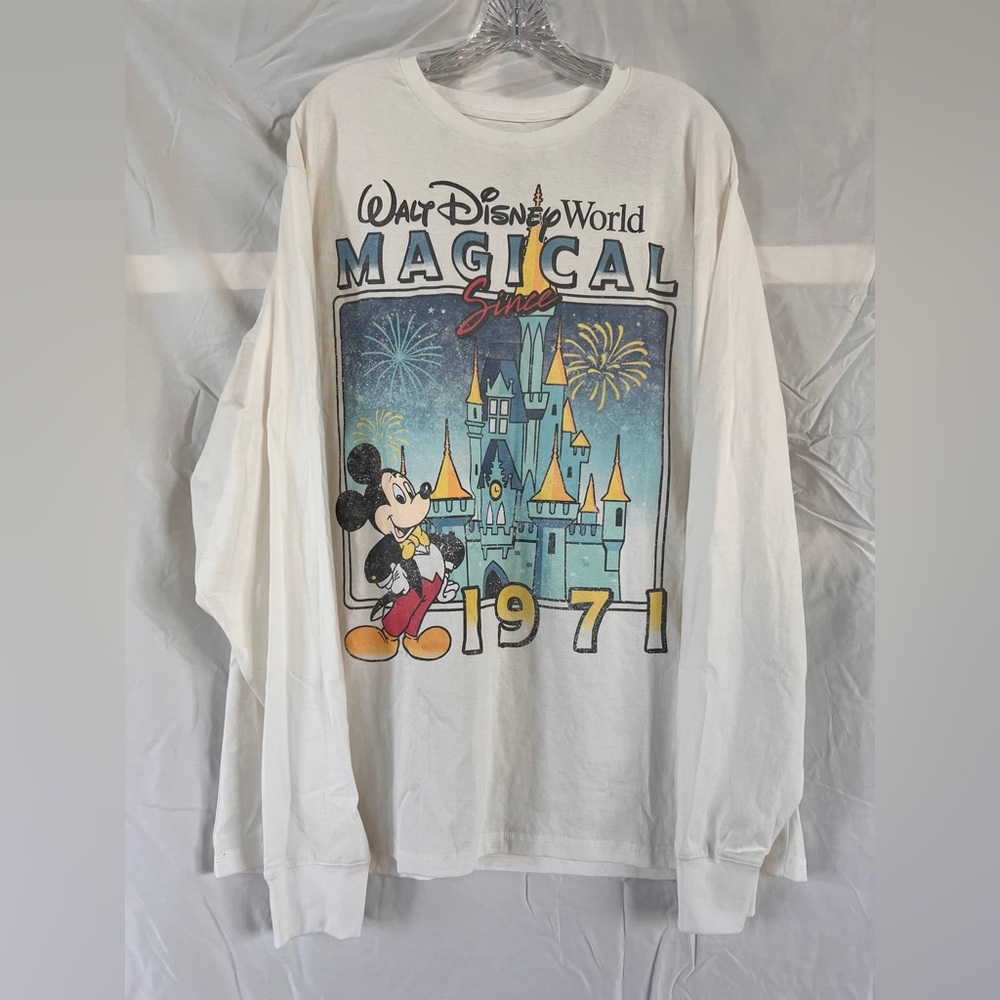 Disney Retro Magical Since 1971 White & Blue Long Sleeve Tee with Castle Design